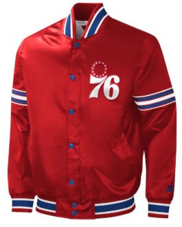 Philadelphia 76ers Slider Red Varsity Satin Jacket