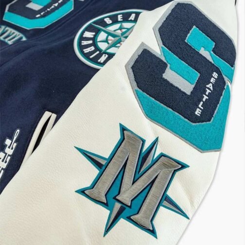 Sluggers Seattle Mariners Navy and White Varsity Jacket - Image 4
