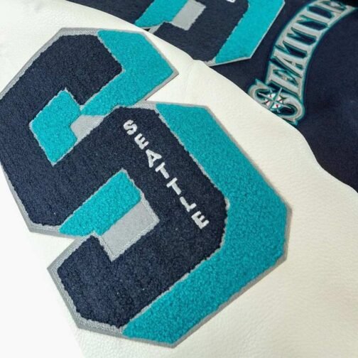 Sluggers Seattle Mariners Navy and White Varsity Jacket - Image 3