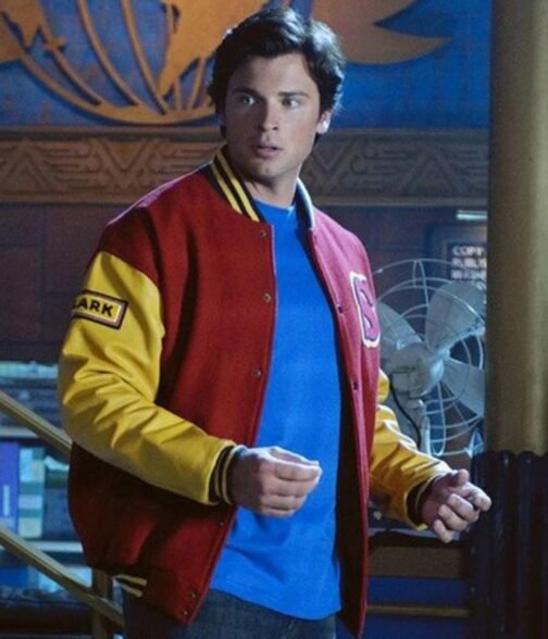 Clark Kent Smallville Red and Yellow Varsity Jacket - Image 7