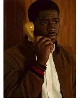 Damson Idris Snowfall Corduroy Varsity Jacket