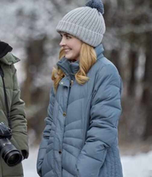 Jen Lilley Snowkissed Puffer Grey Coat - Image 5
