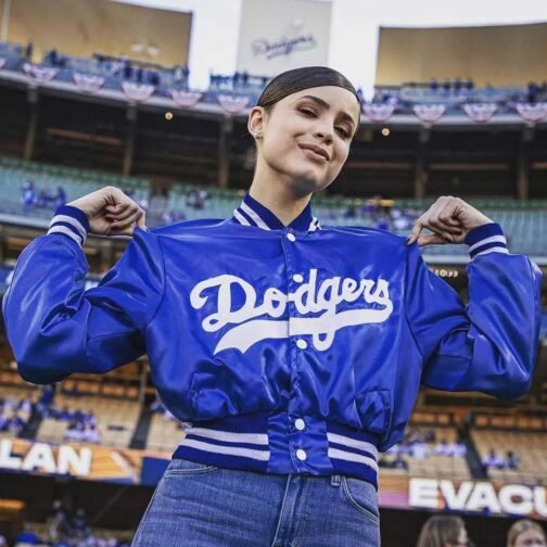 Dodgers Sofia Carson Bomber Blue Jacket - Image 3