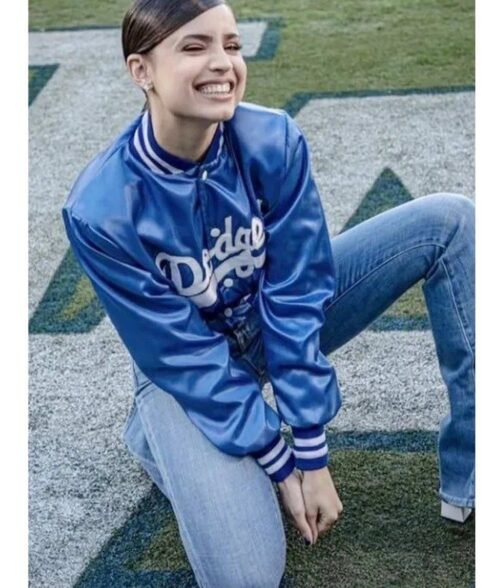 Dodgers Sofia Carson Bomber Blue Jacket - Image 4