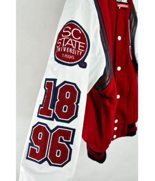 South Carolina State University Letterman Red and White Jacket - Image 4
