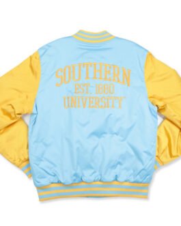 Southern University Columbia Blue and Gold Baseball Jacket