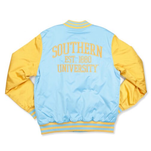 Southern University Columbia Blue and Gold Baseball Jacket - Image 2