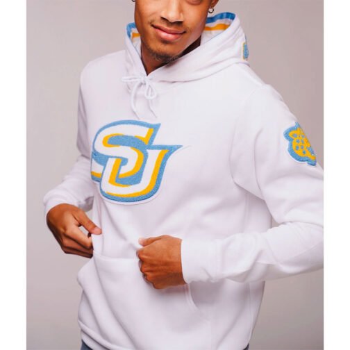 Southern University Jaguars Letterman White Hoodie