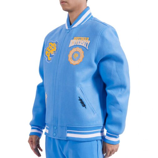 Southern University Jaguars Light Blue Crest Varsity Jacket - Image 3