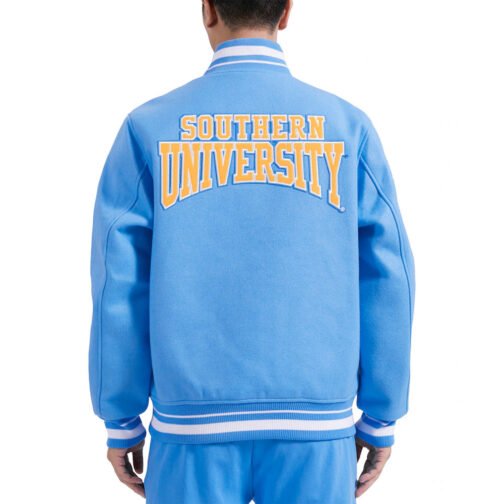 Southern University Jaguars Light Blue Crest Varsity Jacket - Image 2