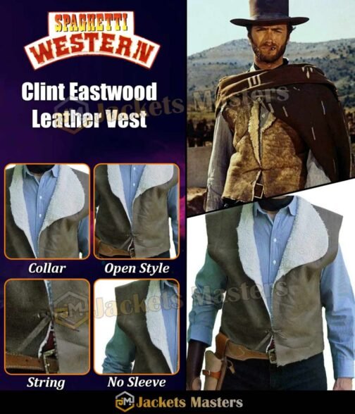 Clint Eastwood Spaghetti Western Leather Vest - Image 13