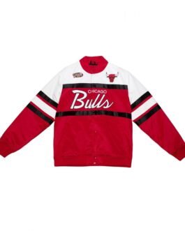 Chicago Bulls Special Script Red and White Satin Jacket