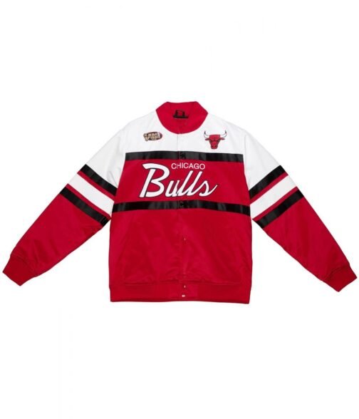 Chicago Bulls Special Script Red and White Satin Jacket