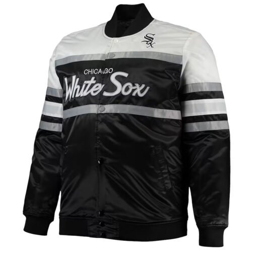 Black and White Chicago White Sox Satin Heavyweight Jacket - Image 3