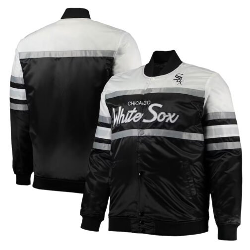Black and White Chicago White Sox Satin Heavyweight Jacket - Image 5