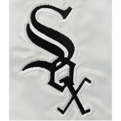 Black and White Chicago White Sox Satin Heavyweight Jacket - Image 7