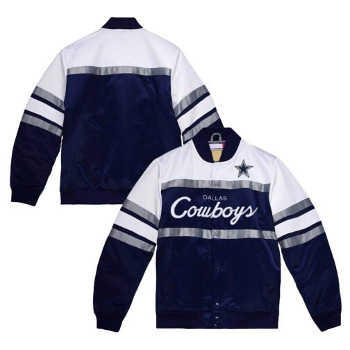 Navy/White Special Script Dallas Cowboys Satin Jacket - Image 3
