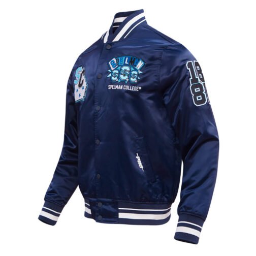 Spelman College Homecoming Rib Navy Satin Jacket - Image 3