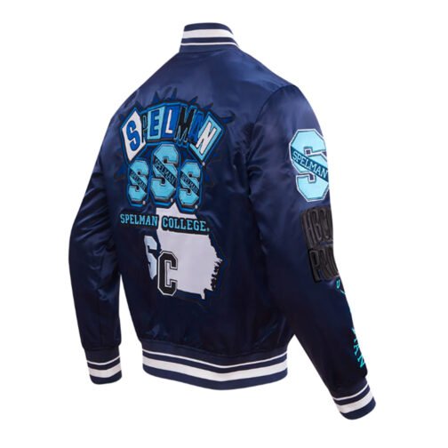 Spelman College Homecoming Rib Navy Satin Jacket - Image 4