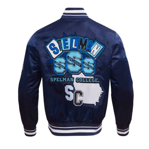 Spelman College Homecoming Rib Navy Satin Jacket - Image 2