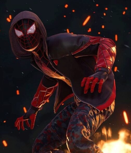 The End Spider-Man Miles Morales Red and Black Hoodie - Image 19
