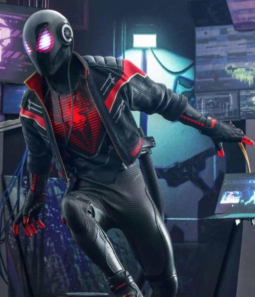 Motorcycle Miles Morales Spider-Man Black Jacket - Image 4