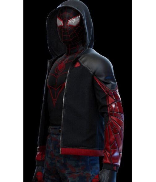 The End Spider-Man Miles Morales Red and Black Hoodie - Image 8
