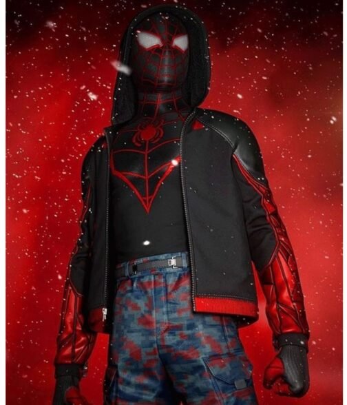 The End Spider-Man Miles Morales Red and Black Hoodie - Image 12