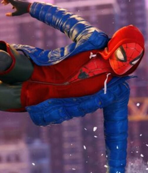 Miles Morales Spider-Man PS4 Puffer Hooded Jacket - Image 10