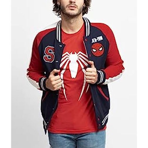 Spiderman Navy and Red Letterman Jacket - Image 4