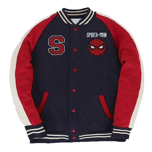 Spiderman Navy and Red Letterman Jacket