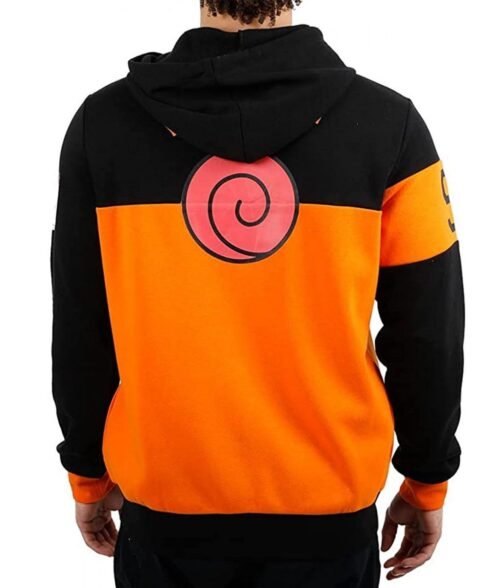 Naruto Shippuden Spiral Kanji Orange/Black Hoodie - Image 2