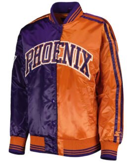 Purple/Orange Phoenix Suns Split Colorblock Satin Jacket