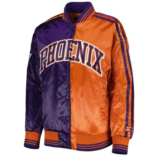 Purple/Orange Phoenix Suns Split Colorblock Satin Jacket