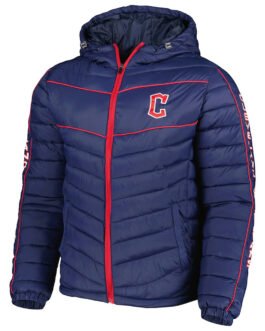 Cleveland Guardians Soft Down Touch Navy Hoodie Jacket