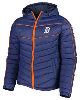 Detroit Tigers Splitter Soft Down Touch Navy Blue Hoodie Jacket