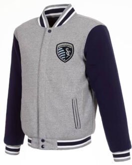 Sporting Kansas City Gray and Blue Varsity Wool Jacket