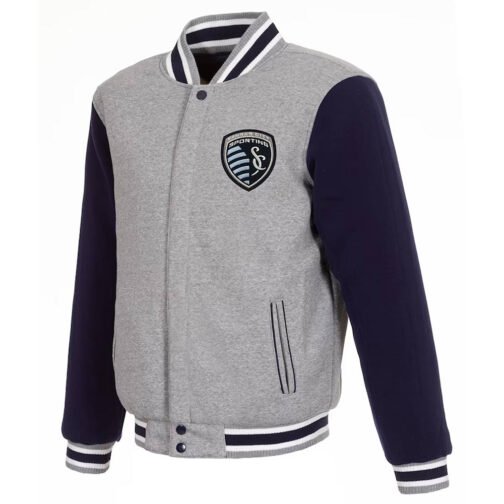 Sporting Kansas City Gray and Blue Varsity Wool Jacket