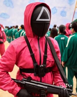 Zip Up Squid Game Pink Cotton Hoodie