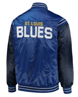 St. Louis Blues Enforcer Blue/Navy Varsity Satin Jacket