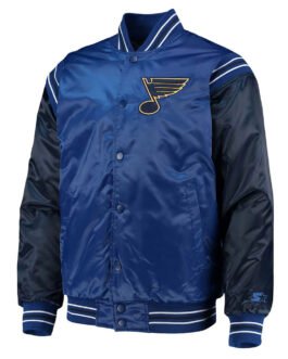 St. Louis Blues Enforcer Blue/Navy Varsity Satin Jacket
