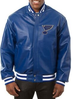 Varsity St. Louis Blues Royal Blue Leather Jacket