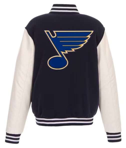 St. Louis Blues Navy and White Varsity Jacket - Image 2