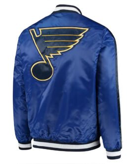 St. Louis Blues O-Line Blue Varsity Satin Jacket