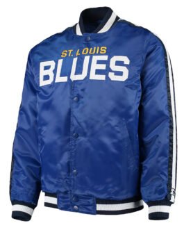 St. Louis Blues O-Line Blue Varsity Satin Jacket