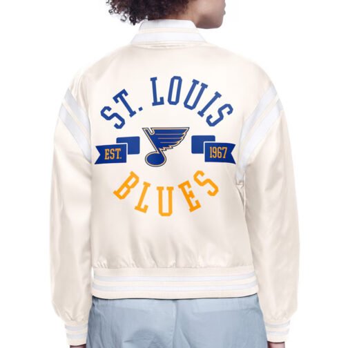St. Louis Blues Printed Logo Varsity Satin Jacket - Image 4
