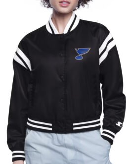 St. Louis Blues Printed Logo Varsity Satin Jacket