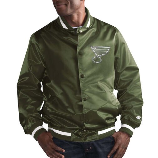 St. Louis Blues Green Satin Jacket - Image 4