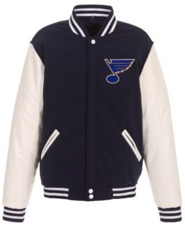 St. Louis Blues Navy and White Varsity Jacket