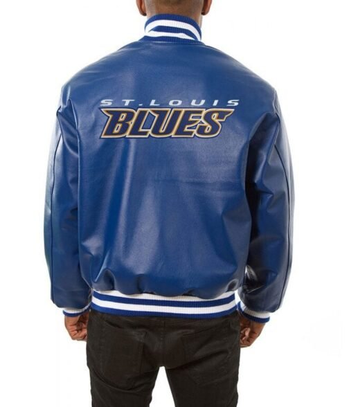 Varsity St. Louis Blues Royal Blue Leather Jacket - Image 2